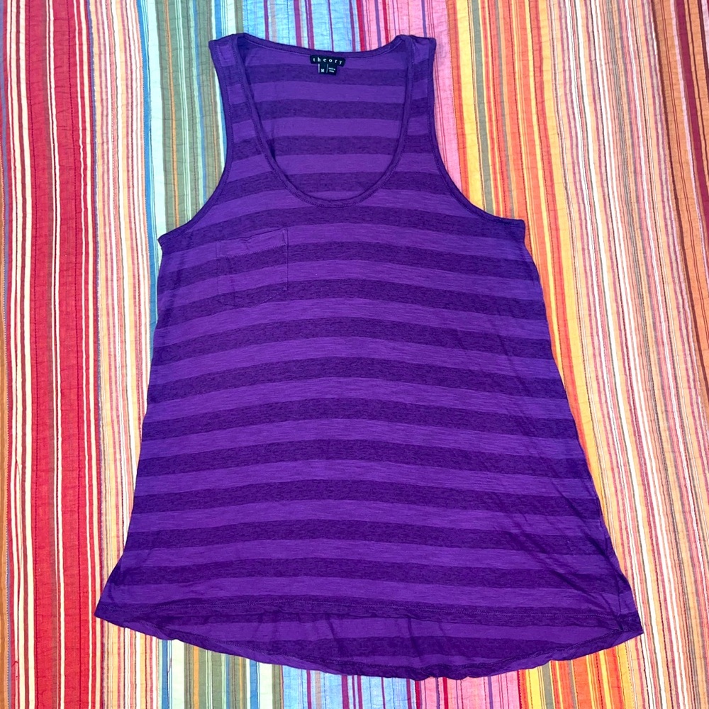 FREE WITH $20 PURCHASE - Theory loose purple striped tank top